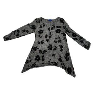 Apt 9 Waffle Knit Floral Lace Cinched Long Sleeve with Front Pleat